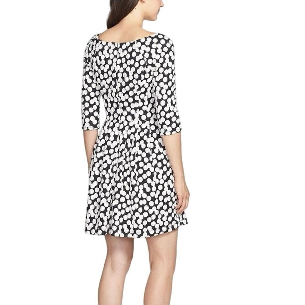 Betsey Johnson Polka Dot Fit and Flare Dress Black White 10 Retro - Picture 2 of 12